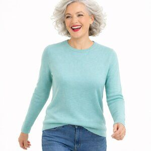 Cashmere Slim Crew Neck Pullover Sweater Womens XS Mint Green